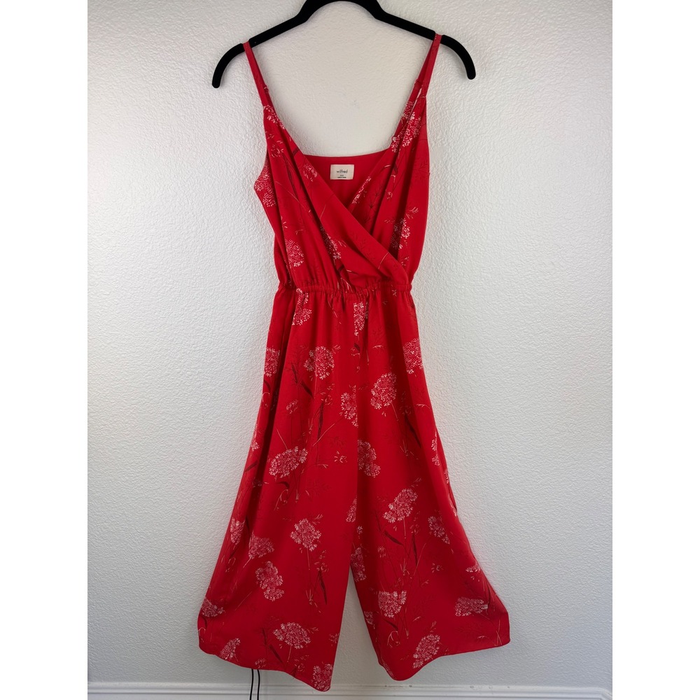 Aritzia Wilfred Redโ Floral Print Wide Leg Cropped Jumpsuit XXS Spaghetti Strap